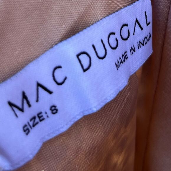 Mac Duggal sequined high slit evening gown shimmering gold size 8 NWT - Picture 6 of 11